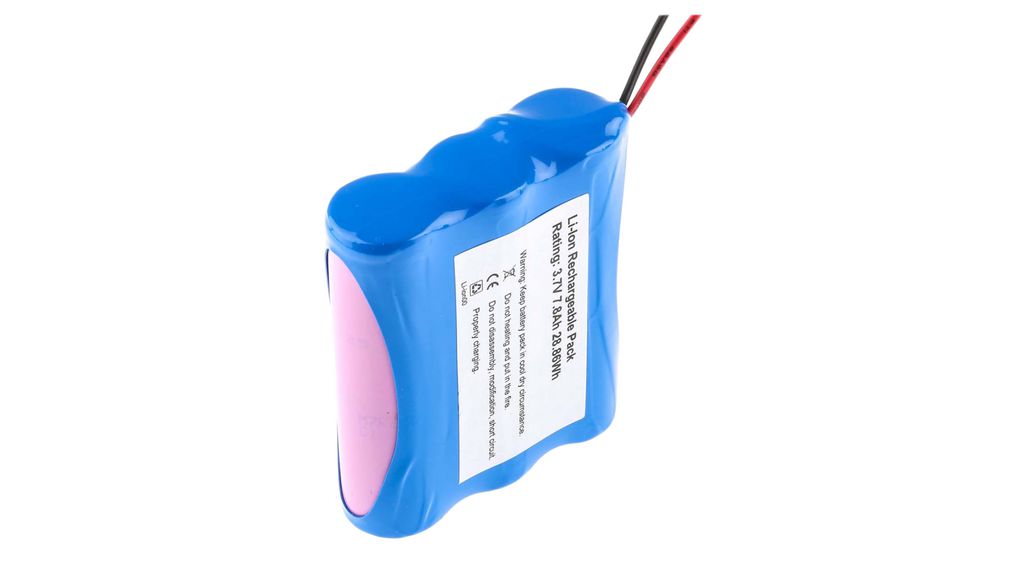 Rechargeable Battery Pack, Li-Ion, 3.7V, 7.8Ah, Wire Lead